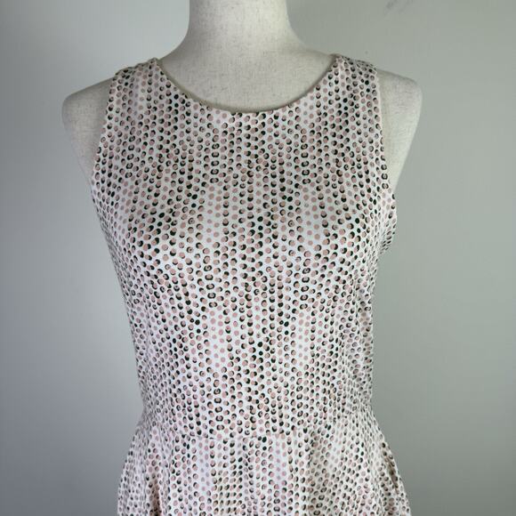 Pact Fit Flare Dress Size Medium Pink/Green/White Organic Cotton Mini Length - Picture 2 of 13